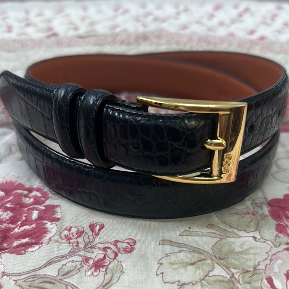 Ralph Lauren Black and Gold Leather Belt